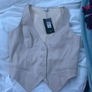 Cream leather vest